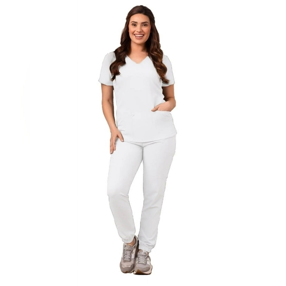 Greentown Women's White V-Neck Scrub Set NWT
